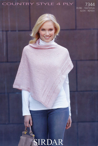 Womens Poncho in Sirdar Country Style 4 Ply (7344)
