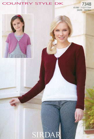 Womens and Girls Long and Short Sleeved Boleros in Sirdar Country Style DK (7348)