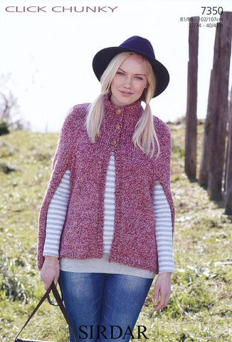 Womens S.U.N Button Cape in Sirdar Click Chunky (7350)