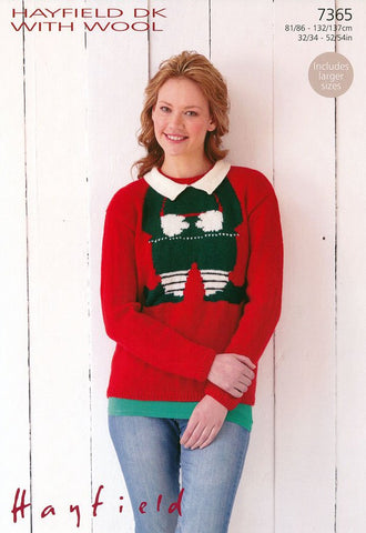 Womens Christmas Sweater in Hayfield DK with Wool (7365)