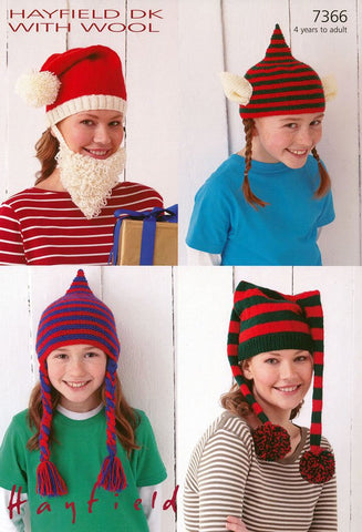 Novelty Christmas Hats in Hayfield DK with Wool (7366)