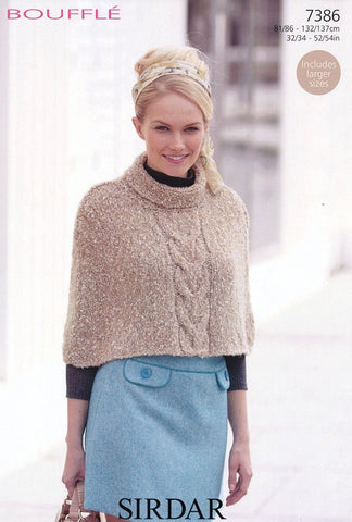 Womens Cape in Sirdar Bouffle Chunky (7386)