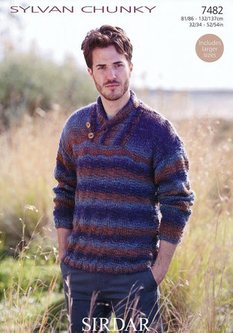 Mens Wrap Neck Sweater in Sirdar Sylvan Chunky (7482)