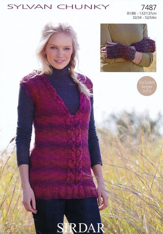 Womens Tunic and Wristwarmers in Sirdar Sylvan Chunky (7487)
