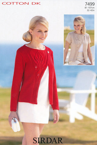 Long and Short Sleeved Cardigans in Sirdar Cotton DK (7499)