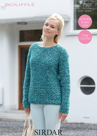 Round Neck Sweater in Sirdar Bouffle (7507)