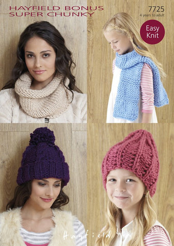 Hats, Snood and Scarf in Hayfield Bonus Super Chunky (7725)