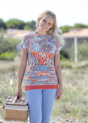 Womens Short Sleeved Top in Sirdar Beachcomber (7760)