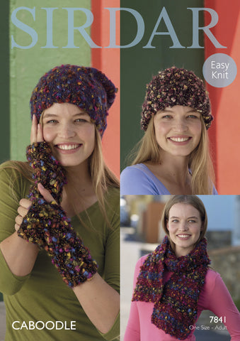 Hats, Scarf and Wrist Warmers in Sirdar Caboodle (7841)