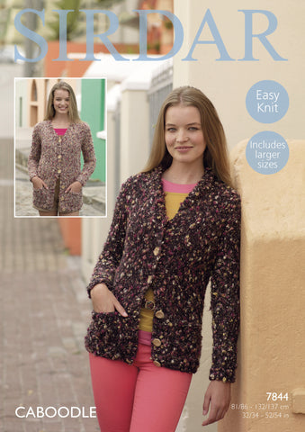 Shawl Collared and V Neck Collared Cardigans in Sirdar Caboodle (7844)