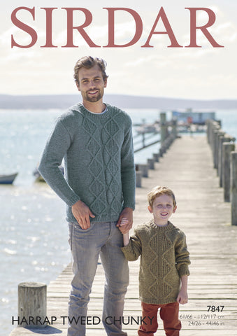 Mens and Boys Sweaters in Sirdar Harrap Tweed Chunky (7847)