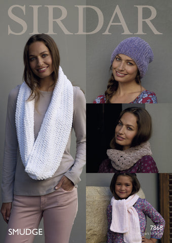 Snoods, Scarf and Hat in Sirdar Smudge (7868)