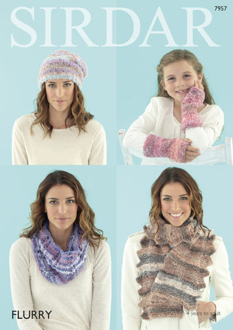 Womens Hats, Scarves, Snood & Wrist Warmers in Sirdar Flurry Chunky (7957) - Digital Version