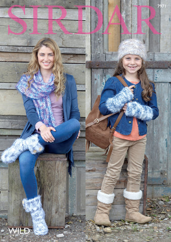 Hat, Scarf, Wristwarmers and Husky Boots in Sirdar Wild (7971)