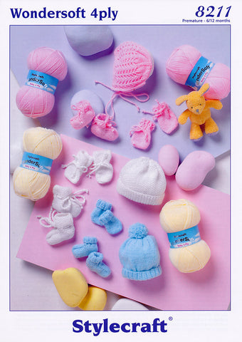 Hats, Bonnet, Mittens & Bootees in Stylecraft Wondersoft 4 Ply (8211)