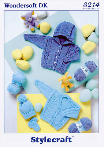 Cardigans, Hat and Mittens in Stylecraft Wondersoft DK (8214)