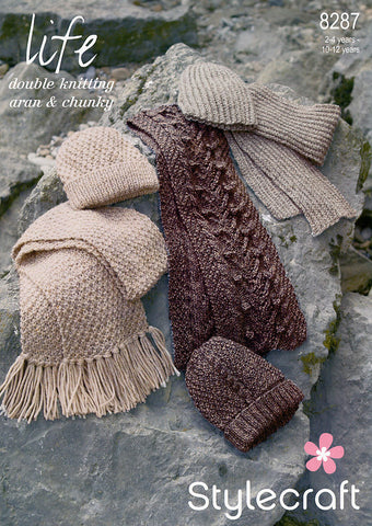 Scarves and Hats in Stylecraft Life DK, Aran and Chunky (8287)