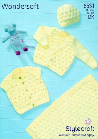 Cardigans, Blanket & Hat in Stylecraft Wondersoft DK (8531)