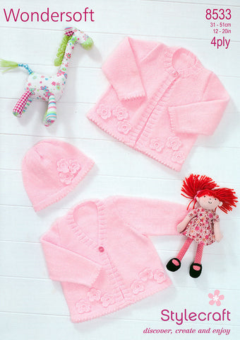 Cardigans and Hat in Stylecraft Wondersoft 4 Ply (8533)