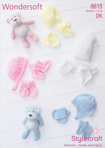 Hats, Mittens & Bootees in Stylecraft Wondersoft DK (8615)
