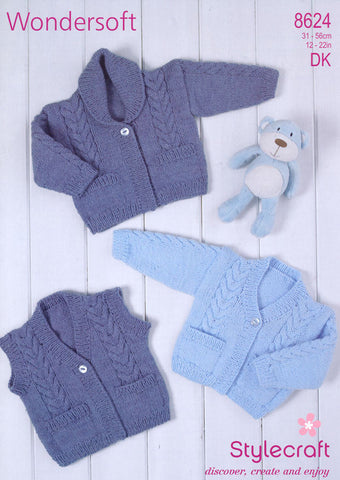 Cardigans and Waistcoat in Stylecraft Wondersoft DK (8624)