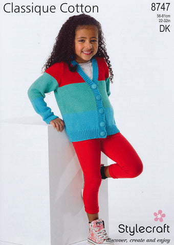 Cardigan in Stylecraft Classique Cotton DK (8747)