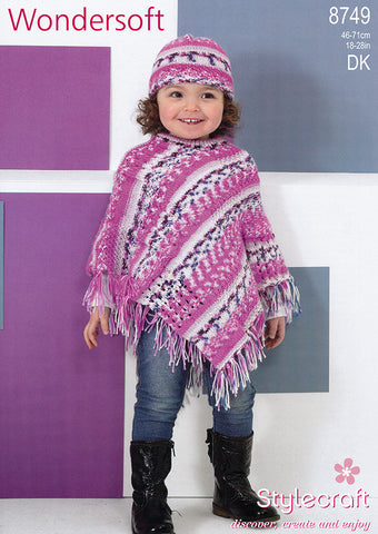 Poncho and Hat in Stylecraft Wondersoft DK (8749)