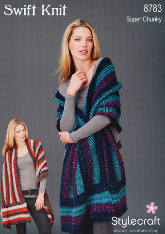 Striped Wrap In Stylecraft Swift Knit Super Chunky (8783)