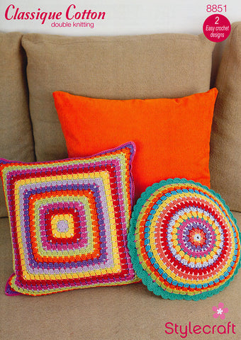 Crochet Cushions in Stylecraft Classique Cotton DK(8851)