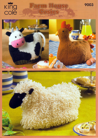 Cow, Hen & Sheep Cosies in King Cole Merino Blend DK (9003)