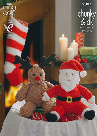 Santa and Rudolph toys and Stocking In King Cole Chunky & DK (9007)