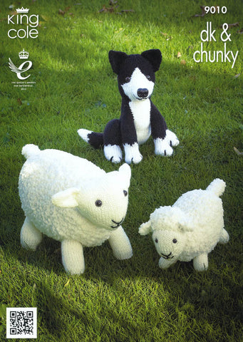 Sheep, Lamb and Sheepdog Toys in King Cole Chunky & DK (9010)