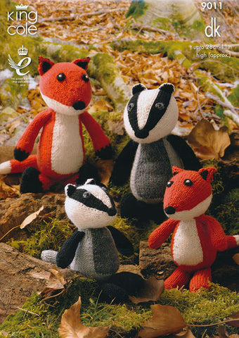 Mother and Baby Fox and Badger in King Cole Merino Blend DK (9011)