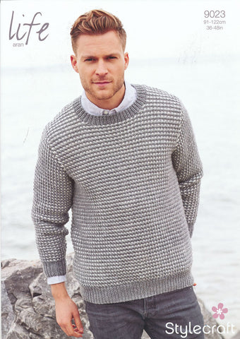 Man's Textured Sweater in Stylecraft Life Aran (9023)
