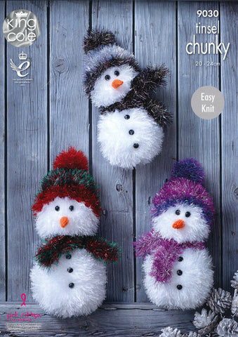 Tinsel Snowmen in King Cole Tinsel Chunky (9030)