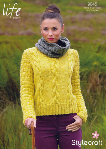 Sweater and Cowl Collar in Stylecraft Life Chunky (9045)