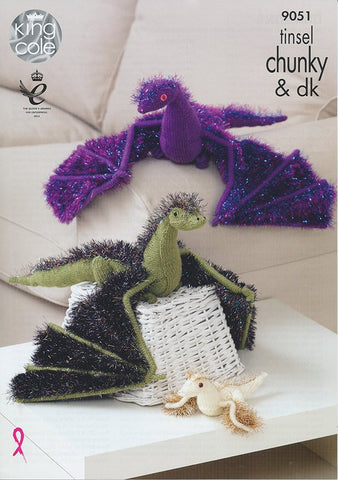 Dragons in King Cole Tinsel Chunky and Pricewise DK (9051)