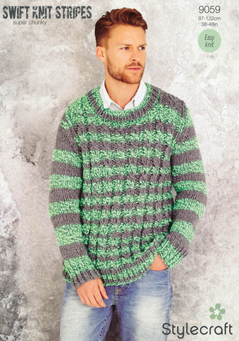 Mens Sweater in Stylecraft Swift Knit Stripes (9059)