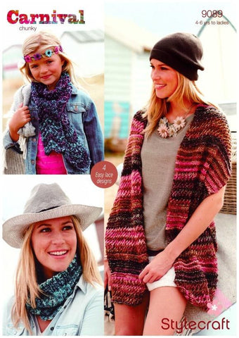 Wraps, Scarf and Snood in Stylecraft Carnival Chunky (9089)