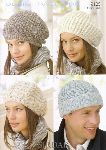Hats and Berets in Sirdar Denim Tweed DK (9105)