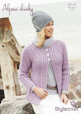 Ladies Cardigan in Stylecraft Alpaca Chunky (9114)