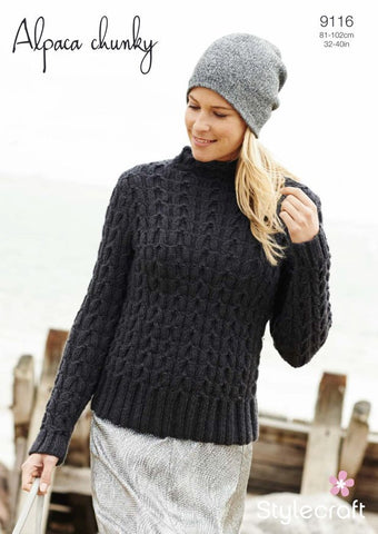 Ladies Cable Sweater in Stylecraft Alpaca Chunky (9116)