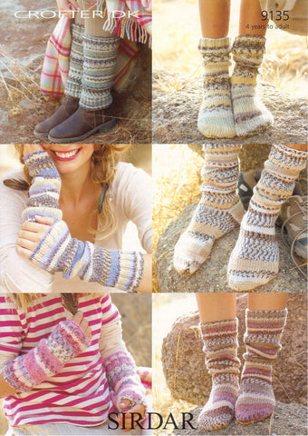 Socks, Leg Warmers and Wrist Warmers in Sirdar Crofter DK (9135)