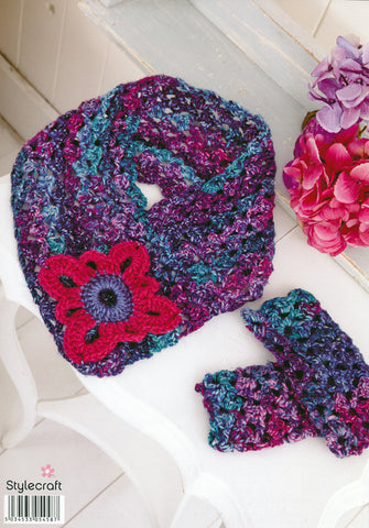 Lace Shawl and Scarf with Mittens in Stylecraft Carnival Chunky and Life Aran (9160)
