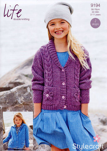 Girls' Cardigans in Stylecraft Life DK (9194)