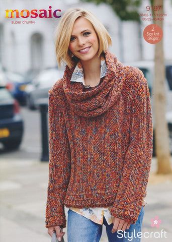 Wide Rib Sweater and Cowl in Stylecraft Mosaic Super Chunky (9197)