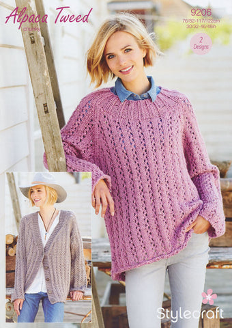 Eyelet Sweater and Cardigan in Stylecraft Alpaca Tweed Chunky (9206)