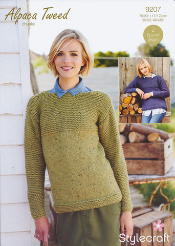Stocking Stitch and Garter Stitch Jumper in Stylecraft Alpaca Tweed Chunky (9207)