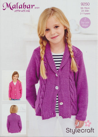 Girls Cardigan in Stylecraft Malabar Aran (9250)