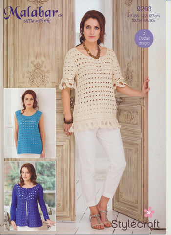 Crochet Cardigan and Tees in Malabar DK (9263)